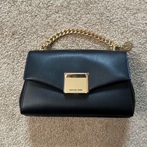 Michael Kors Black Mini Crossbody with Gold Chain